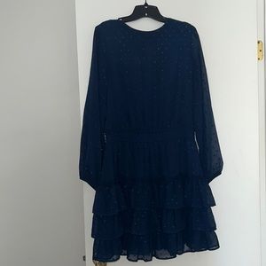 Polyester ruffle mini dress